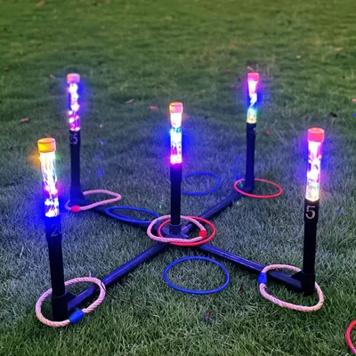 Produktbild von LED Gartenspiel Ringwurfspiel Set, leuchtendes Wurfspiel für Outdoor Party, Garten, Strand & Camping, Familienspiel für Kinder & Erwachsene