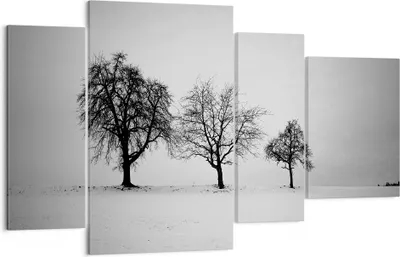 Produktbild von Bild auf Leinwand - Leinwandbild - 4 Teile - Winter Bäume Schnee - 120x70cm - Wand Bild - Wanddeko - Wandbilder - Leinwanddruck - Bilder - Wanddekoration - Leinwand bilder - Wandbild - DL120x70-4958