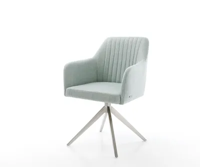 Produktbild von DELIFE Drehstuhl Greg-Flex Stripes Mint Kreuzgestell breit Edelstahl 360° drehbar