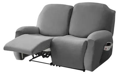 Sesselbezug aus Samt, Stretch, Antirutsch, 2-Sitzer, Dunkelgrau