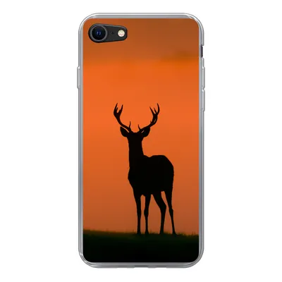 Produktbild von MuchoWow® Handyhülle Schutzhülle Hülle für iPhone 7 Hirsch - Scherenschnitt - Nebel Silikon Softcase Handy Hülle - Kartenhalter