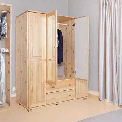 Produktbild von Massivholz-Schrank, Farbe: Natur 190x160x60 cm