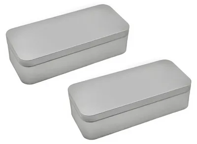 2 Metall-Aufbewahrungsboxen, silber, 15,5x6,6x4 cm