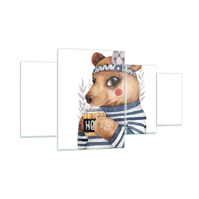Produktbild von Bilder auf glas - 4 Teile - Anthropomorphisierung Bär Kinder - 160x90cm - Glasbilder - Wandbilder - Bilder - Wanddekoration aus Glas - Glas Bilder - Wandbild auf Glas - GDL160x90-4367