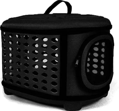 Image de Cage de transport pliable et lavable pour chats et petits chiens, de couleur noire