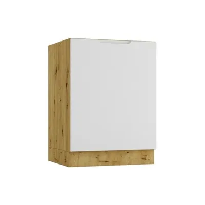 Productafbeelding van Keukenonderkast 60 cm - Eikenhout "Artisan" en lichtgrijs - Universele frontmontage - zonder werkblad