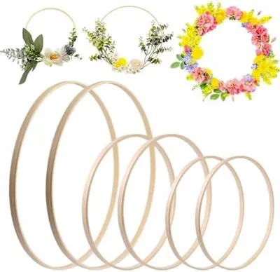 Produktbild von 12Stš¹ck Holzringe zum Basteln, 15 cm/20 cm/30 cm Traumf?nger Holzring zum Basteln, Makramee Ringe, Ringe zum Makramee, L?cherlose Holzreifen fš¹r Wickeltechnik, Traumf?nger, Floristik, Hochzeitskranz