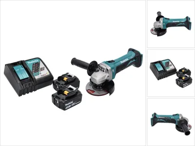Produktbild von Makita DGA 452 RT Akku Winkelschleifer 18 V 115 mm + 2x Akku 5,0 Ah + Ladegerät