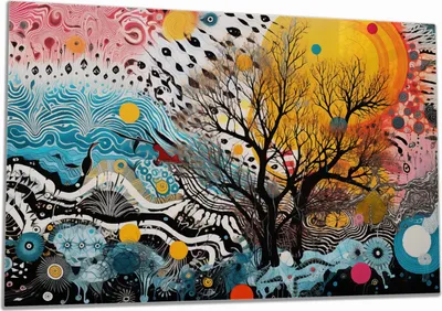 Produktbild von Wallario Herdabdeckplatte aus Glas, Größe 80 x 52 cm 1-teilig, Motiv Abstrakter Sonnenaufgang