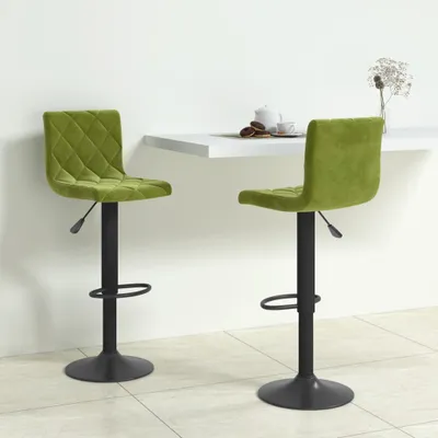 Produktbild von The Living Store Barhocker 2 Stk. Hellgrün Samt