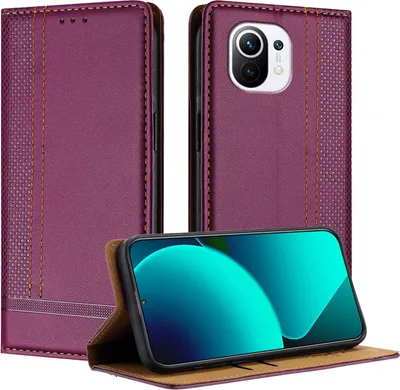 Obrázek produktu pro Pouzdro pro Xiaomi 11 kožené flipové pouzdro s funkcí stojánku Fialová