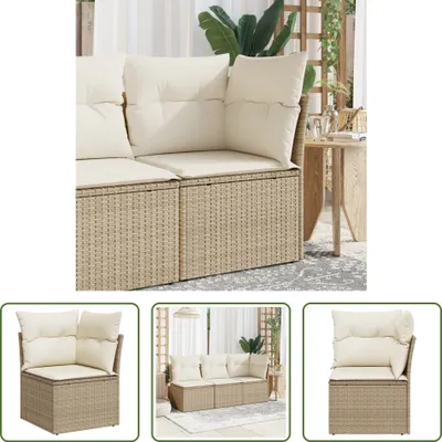Productafbeelding van De Living Store tuinbank met hoekopstelling en kussens, beige, van polyrotan