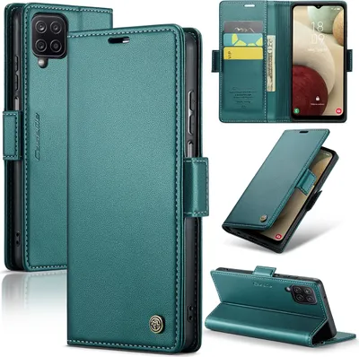 Produktbild von Galaxy A12 Hülle, Leder Brieftasche Kartenfach Schutzhülle mit Standfunktion für Samsung Galaxy A12 Grün