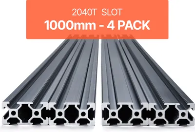 Obrázek produktu pro VEVOR 4dílná sada hliníkových profilů 1000 mm T-drážka 2040 hliník, evropská norma, vhodné pro 3D tiskárnu, CNC stroje pro kutily, laserové gravírování, černá barva