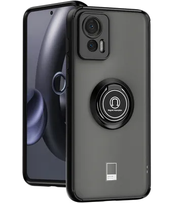 Immagine prodotto di Custodia per Motorola Edge 30 Neo Custodia in TPU traslucido opaco con supporto ad anello e supporto Nero
