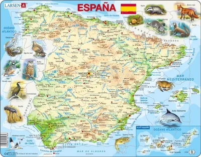 Produktbild von Larsen Rahmenpuzzle - Karte von Spanien (auf Spanisch) - 58 Teile