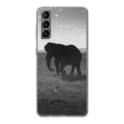 Produktbild von MuchoWow® Handyhülle Schutzhülle Hülle für Samsung Galaxy S21 Elefant - Einfarbig - Tiere - Schwarz und weiß Silikon Softcase Handy Hülle - Softcase