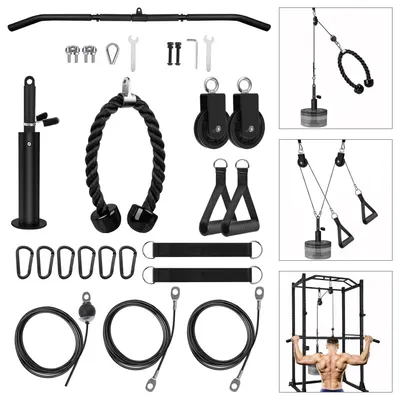 Image de Câble de traction pour appareil de fitness - Capacité de charge : 150 kg - Acier allié - Noir - Poulie pour câble - Accessoire