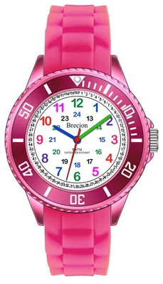 Produktbild von Brecjon Lernuhr Armbanduhr Mädchen Jungen Kinder Kids 5 ATM wasserdicht Silikonuhr rosa 2401