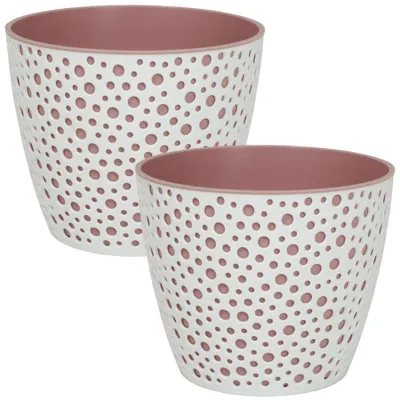 Produktbild von MePla - 2 Stück Kunststoff-Übertopf VERO ø 21 weiss/pink