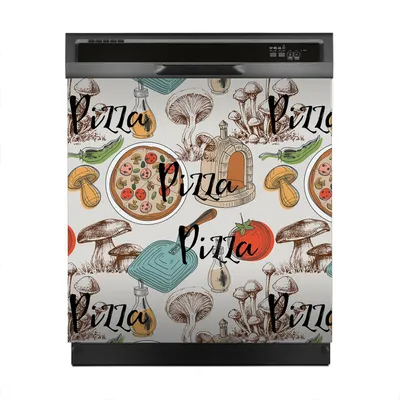 Produktbild von Aufkleber sticker 60x60 cm Dekorative folie Spülmaschine - pizza und pilze