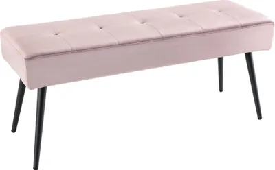Produktbild von Design Sitzbank BOUTIQUE 100cm rosa Samt schwarze Metallbeine