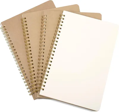 Imagen del producto de Cuadernos A5, en blanco, paquete de 4 unidades, 100 páginas, encuadernación de espiral, para tomar notas