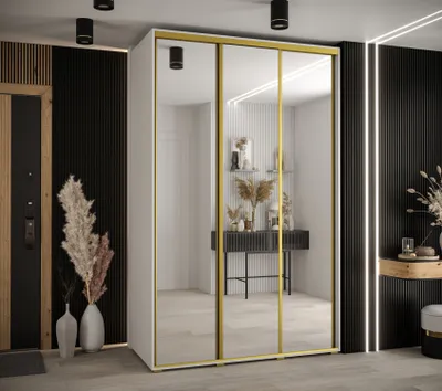 Produktbild von Kleiderschrank YVONA 2 – 150/60 cm, weiß/gold