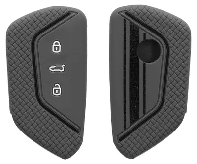 Produktbild von kwmobile Schlüsselhülle für VW Golf 8 3-Tasten Autoschlüssel Hülle - Autoschlüssel Schlüssel Hülle aus Silikon - Schlüsselschutz Gehäuse in Schwarz