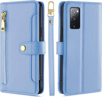 Produktbild von Handykette Samsung Hülle mit Band Handyhülle Kartenfächer Kunstleder Umhängetasche Galaxy S20 FE Hellblau