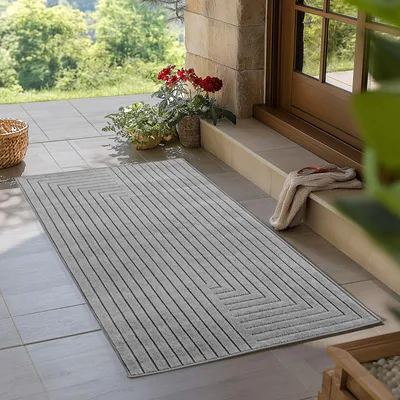 Obrázek produktu pro Teppium Venkovní Koberec Moderní Boho Design 3D Efekt Odolný UV Ideální na Terasu do Obývacího Pokoje a Kuchyně, Velikost, 80x150 cm