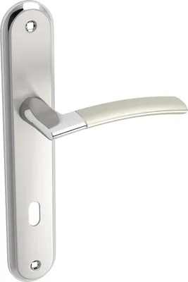 Zdjęcie produktu dla Klamka Luxor długie szyldy na klucz Satyna/Chrom 38-45mm drzwi wewnętrzne, Classic, Aluminium/Stal, Kuchinox
