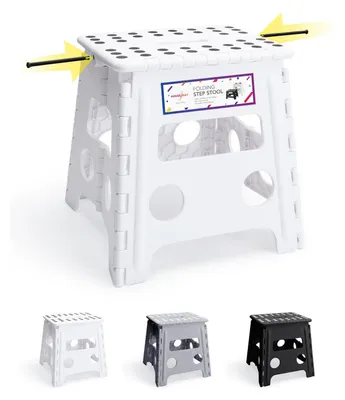 Produktbild von Klappbarer Hocker Trittstufe Stufenhocker - 33 cm - Weiß - Belastbar bis 136 kg - Platzsparend