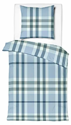 Produktbild von JACK by Mistral Satin 135x200cm Bettwäsche 2 tlg. Streifen Kariert Blau Weiß