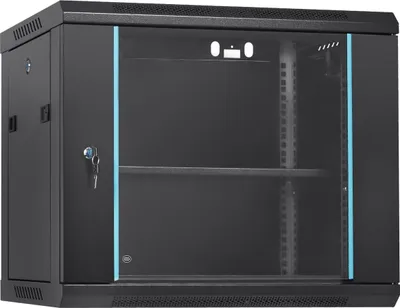 Produktbild von 9U Wandmontage-Netzwerkservergehäuse, 15,5 Zoll tief, Server-Rackgehäuse, max. Bodenbelastbarkeit 200 lbs, mit verriegelbaren Seitenteilen aus Glas, für IT-Ausrüstung, A/V-Geräte