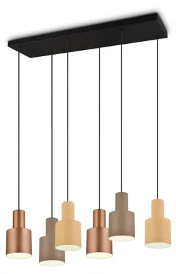 Image de Suspension AGUDO marron - nuances de marron, 6 x E27 x 40 W, métal, dimensions : 150 x 85 x 27 cm, IP20, Trio