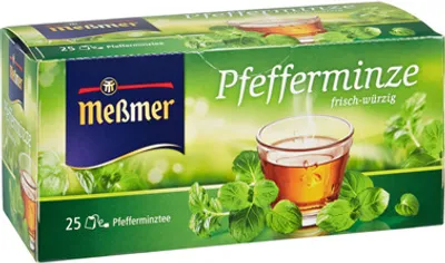 Produktbild von Meßmer Kräutertee Pfefferminze frisch-würzig, 25 Teebeutel - 12 x 56 g