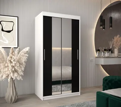 Obrázek produktu pro Skříň s posuvnými dveřmi v šířce 100 cm TIMEA 1 - bílá / černá