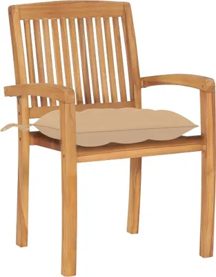 Productafbeelding van vidaXL Tuinstoelen, 2 stuks, met beige kussens, massief teakhout