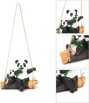 Produktbild von Hängende Tierfigur aus Kunstharz für den Garten, Größe: 21 x 11 x 17 cm, Außendekoration einer Panda-Mutter mit Kind, Gartenfigur