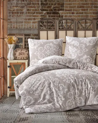 Produktbild von Bettwäsche 155x220 cm 2 teilig set, beige/weiß barock gemustert, 100% Baumwolle/Renforcé, Sade V2
