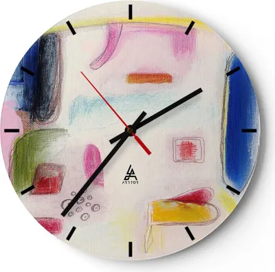 Produktbild von Wanduhr - Rund - Glasuhr - Abstraktion modern - 30x30cm - Schleichendes Uhrwerk - Lautlos - zum Aufhängen bereit - Dekoration Modern - Wanddekoration aus Glas - C3AR30x30-3716