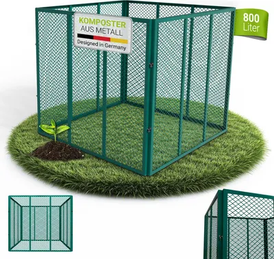 Produktbild von Juskys Metall Komposter 800 L, stabil, wetterfest & kompaktes Stecksystem – Dunkelgrün