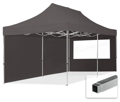 Produktbild von TOOLPORT 3x6m Aluminium Faltpavillon, inkl. 2 Seitenteile, dunkelgrau