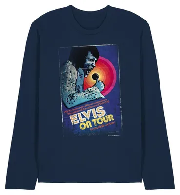 Image de T-shirt Elvis Presley - « On Tour » pour homme/femme (unie), manches longues TV33268 (S) (bleu marine)
