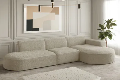 Zdjęcie produktu dla Sofa w kształcie L narożnik MODENA tkanina Loop beżowy prawy
