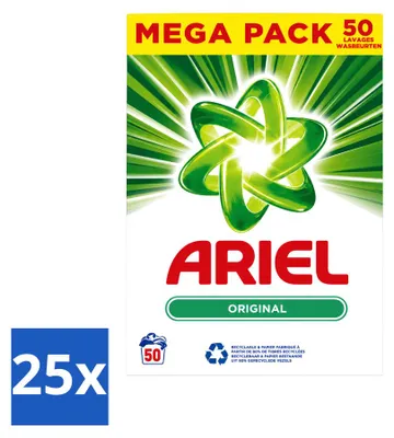 Produktbild von 25 x Ariel Original Waschmittel Pulver für weiße und helle Wäsche - Vorteilspackung - 25 Stücke