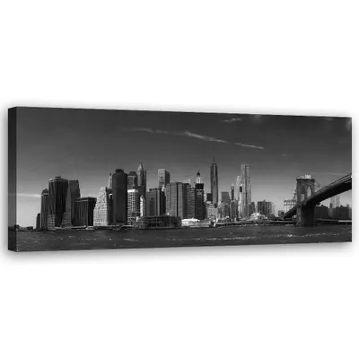 Produktbild von Leinwandbild New York in Schwarz-Weiß 120x40 Feeby Schwarz-Weiß bild für die wand bereit zum aufhängen