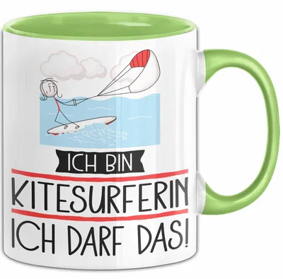 Produktbild von Geschenk für Kitesurferin Tasse Lustige Geschenkidee Geburtstag Ich Bin Kitesurferin Ich Darf Das (Grün)