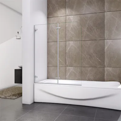 Produktbild von Faltwand Badewanne 120x140 cm Badewannenaufsatz duschabtrennung 5mm ESG Duschwand